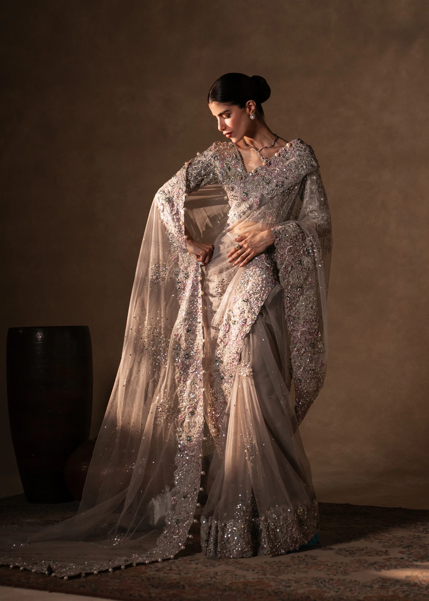 Silver Grey Celeste Saree Set - Image 2
