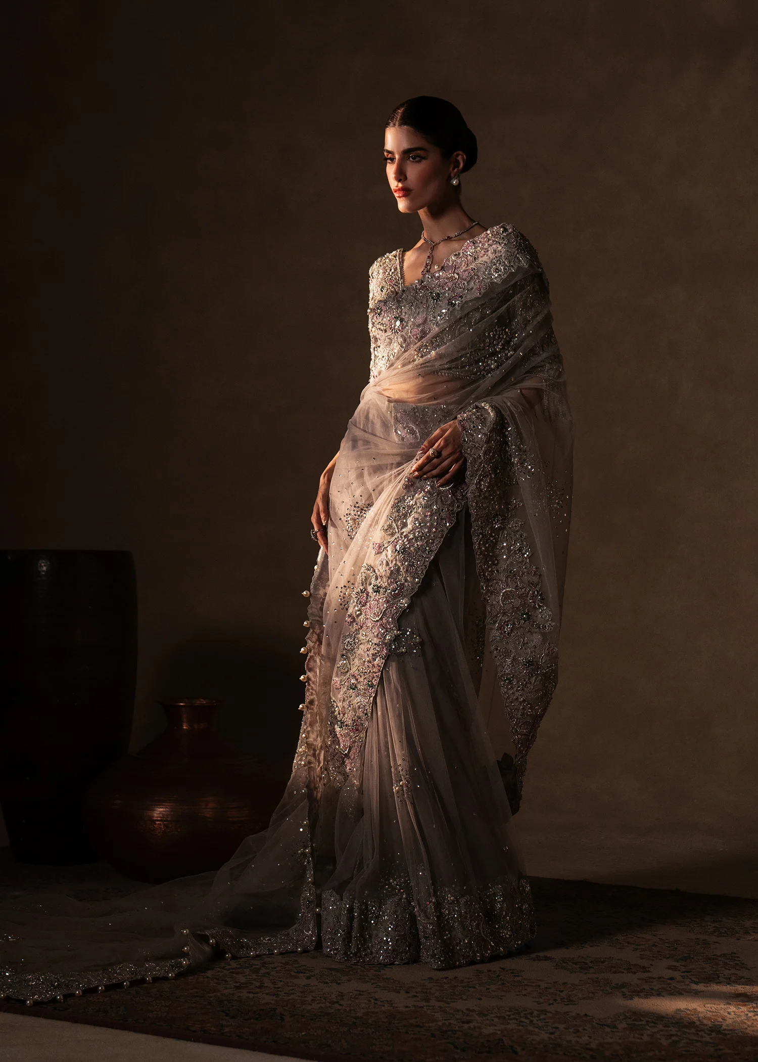 Silver Grey Celeste Saree Set - Image 5