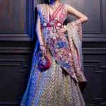 Beige Gota Work Lehenga with Maroon Zardozi Shirt