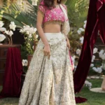 Magenta Pink and Off-White Bridal Set With Dual Dupattas