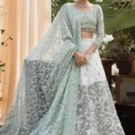 Aqua and Pink Hand-Embellished Bridal Ensemble
