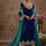 Riyana: Royal Blue Velvet and Gold Ensemble