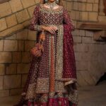 Rosewood Net Pishwas with Coral Sharara Ensemble