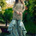 Elegant Light Feldgrau Net Sharara Set