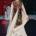 Ivory and Black Velvet–Chanderi Anarkali Set