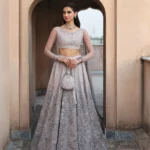 Dusty Lilac Net Bridal Lehnga Set