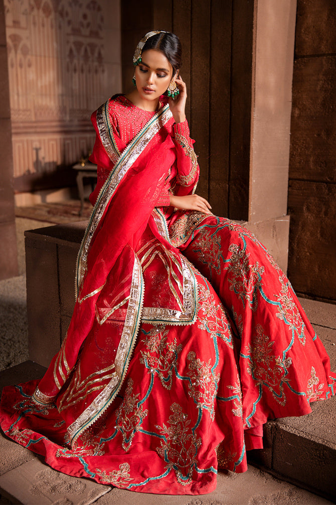 Coral Pink Raw Silk Bridal Ensemble - Image 4