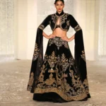 Black Velvet Embroidered Lehenga Set