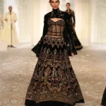 Black Velvet Embroidered Lehenga Set