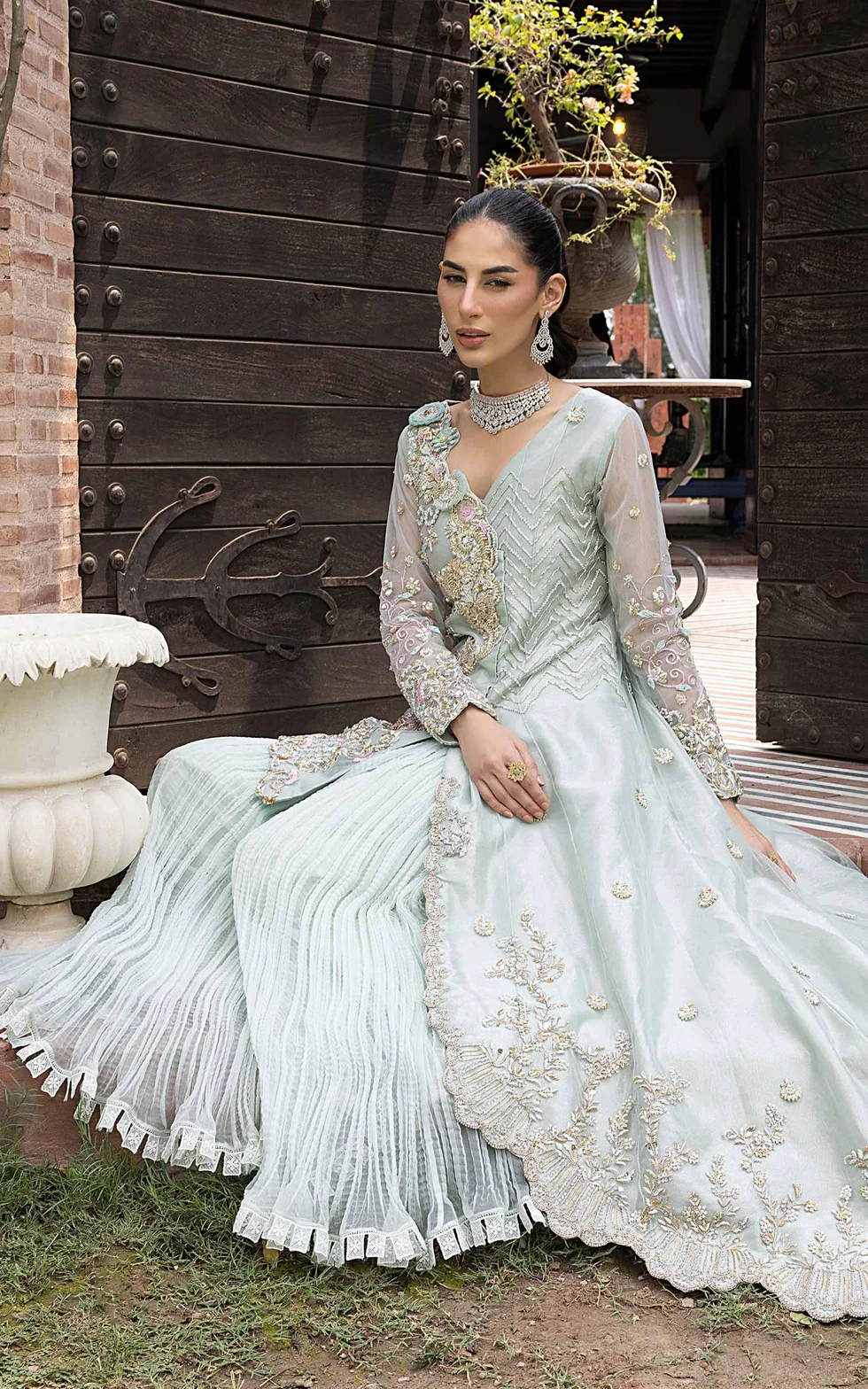 Opulent Pastel Mint Embroidered Ensemble - Image 4