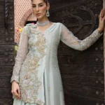 Opulent Pastel Mint Embroidered Ensemble
