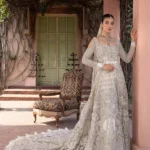 Elegant Silver Embellished Trail Frock Set