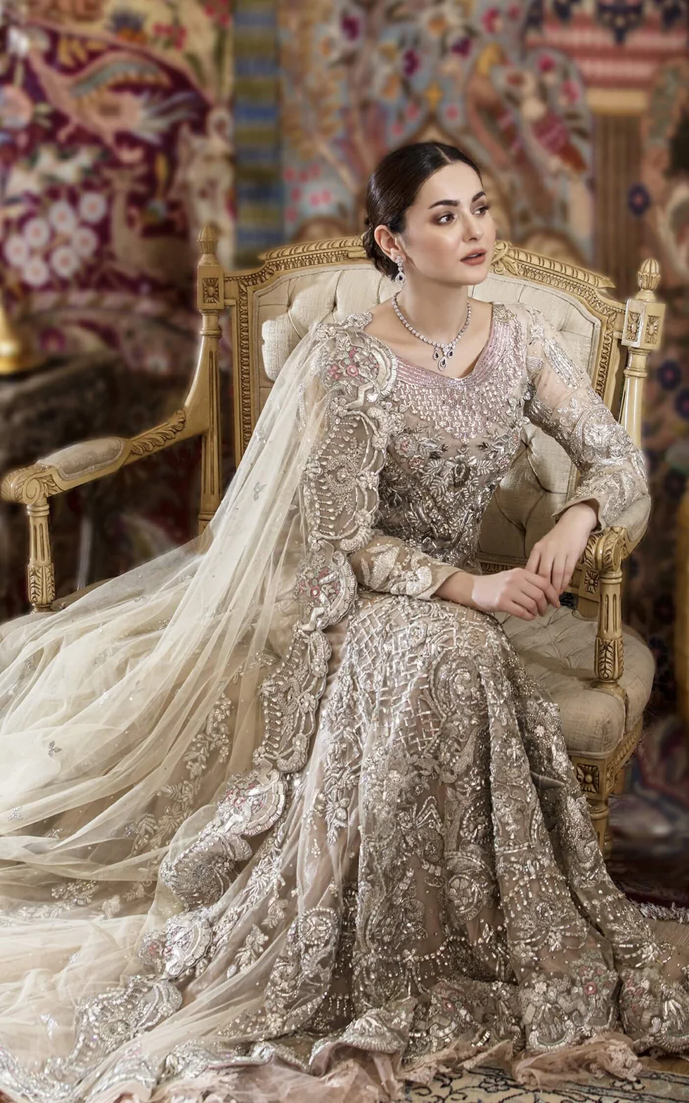 Opulent Champagne Heavily Embellished Bridal Gown - Image 5