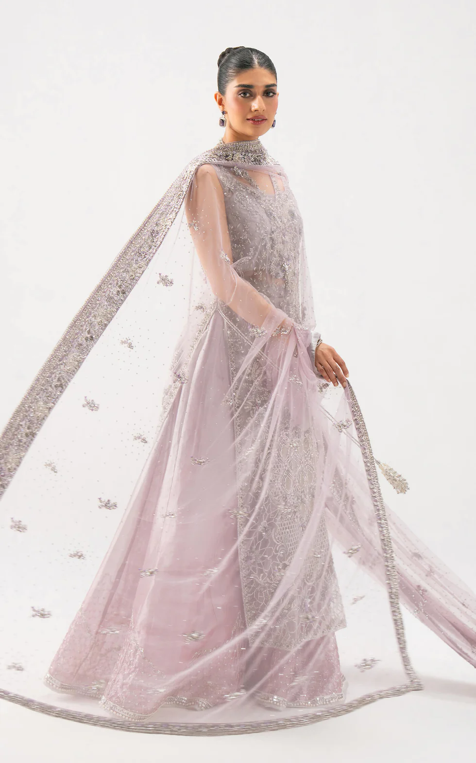 Lavender Embellished Net Formal Ensemble - Image 5