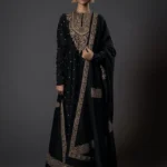 Black Chanderi Silk Embroidered Kurta Set