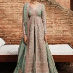 Regal Blue Open Kameez Sharara Bridal Set