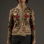 Black Velvet Embroidered Long Jacket