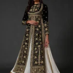 Ivory and Black Embroidered Slit Anarkali Set