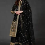 Black Chanderi Embroidered Kurta Set