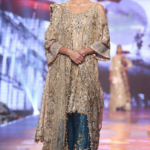 Burlywood and Prussian Blue Banarasi Chiffon Sharara Ensemble