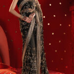 Golden Embellished Net Saree Ensemble