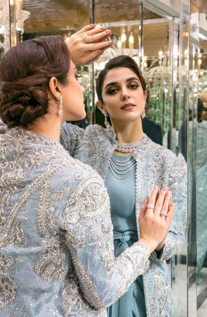 Ice Blue Georgette Jacket and Tunic Ensemble - Image 3