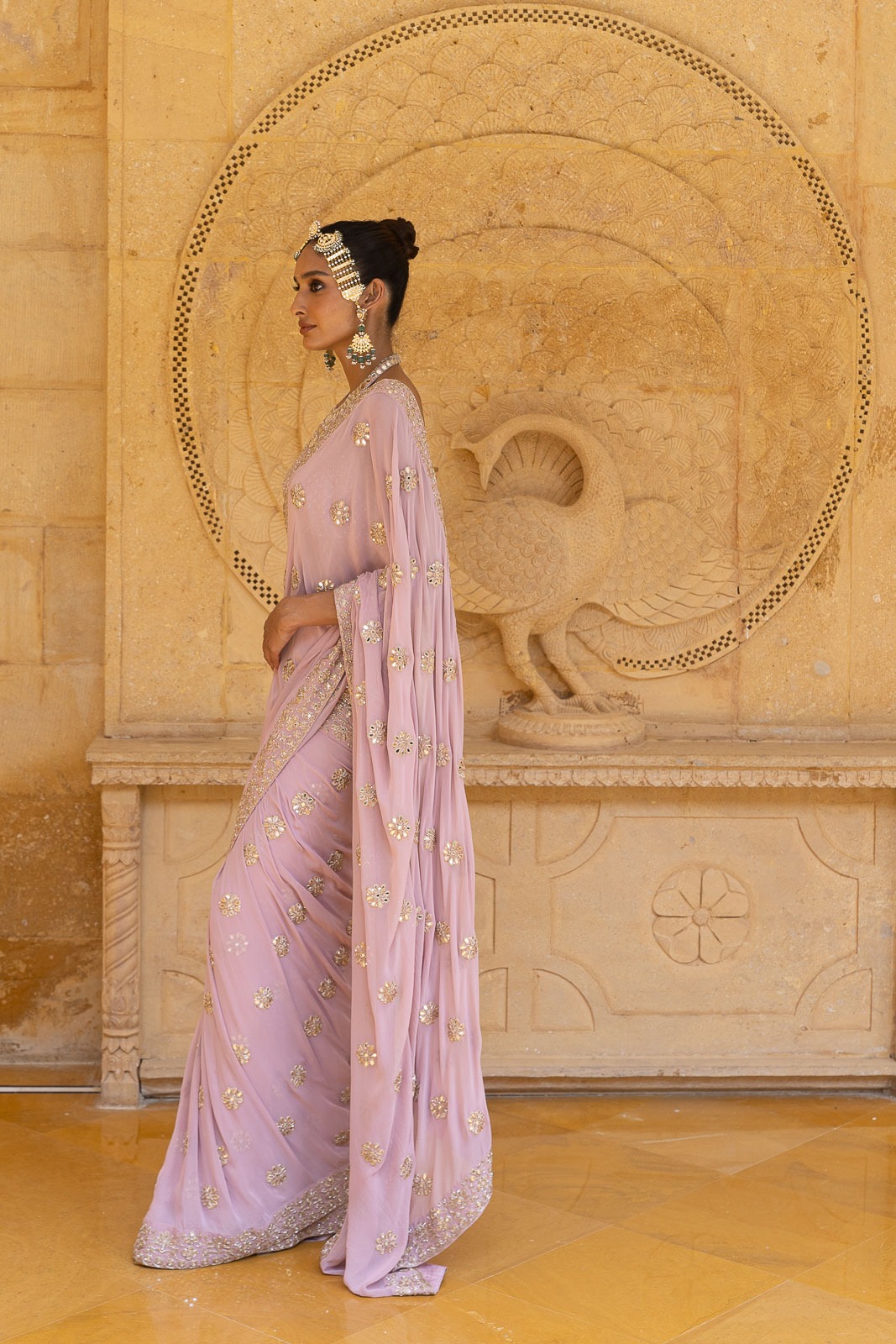 Orchid Radiance Bridal Sari Set - Image 2
