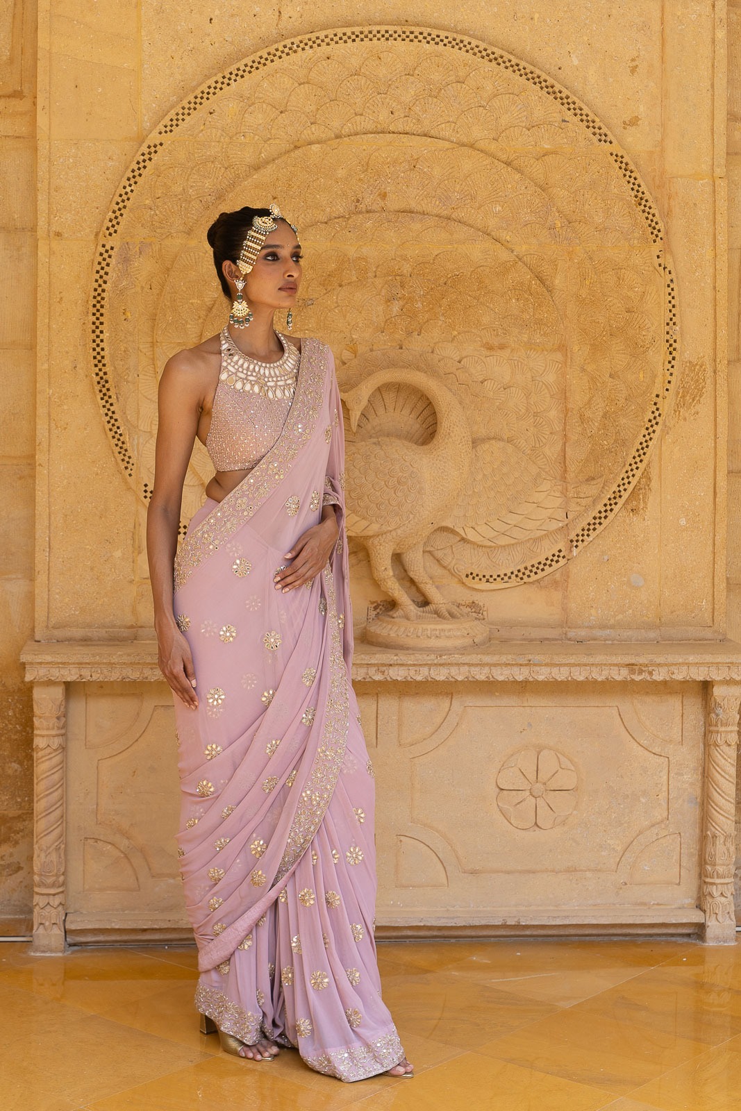 Orchid Radiance Bridal Sari Set - Image 3