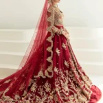 Regal Red Gown Lehenga Pakistani Bridal Dress
