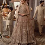 Ethereal Peach Bridal Pishwas Ensemble with Handcrafted Artistry