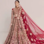 Burgundy Pink Raw Silk Bridal Lehenga Choli