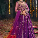 Royal Purple Pishwas with Green Lehenga for Mehndi