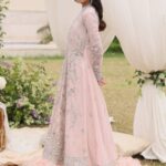 Blush Rose Hand-Embellished Pishwas with Organza Ruffles