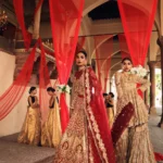 Regal Red & Gold Pakistani Bridal Dress with Handcrafted Organza Dupatta