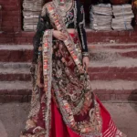 Red & Black Bridal Lehenga with Tribal-Inspired Dupatta