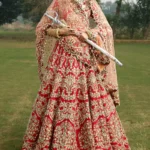 Opulent Cherry Red Raw Silk Bridal Lehenga Set