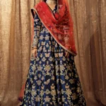 Acid Green Raw Silk Lehenga Set with Rani Pink Accents