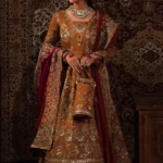 Royal Mustard Bridal Pishwas with Hand-Embellished Dupatta