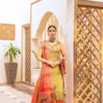 Regal Yellow and Orange Mehndi Dress with Hand-Embellished