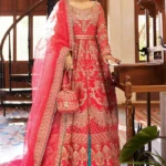 Vibrant Ruby and Turquoise Royal Gown Ensemble