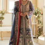 Deep Blue Ornamental Lehenga with Gilded Detailing