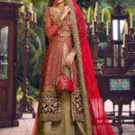 Regal Red Front Open Bridal Gown