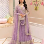 Lilac Net Pishwas with Raw Silk Sharara