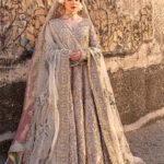 Rose Gold Tissue Pishwas & Bridal Lehenga with Dual Dupattas