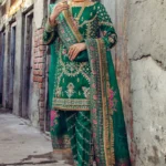 Emerald Mehndi Salwar Kameez – A Traditional Bridal Classic