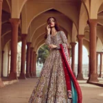 Opulent Tissue-Embellished Bridal Gown Set