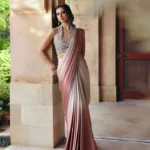 Ombré Pink and Creme Raw Silk Saree Ensemble