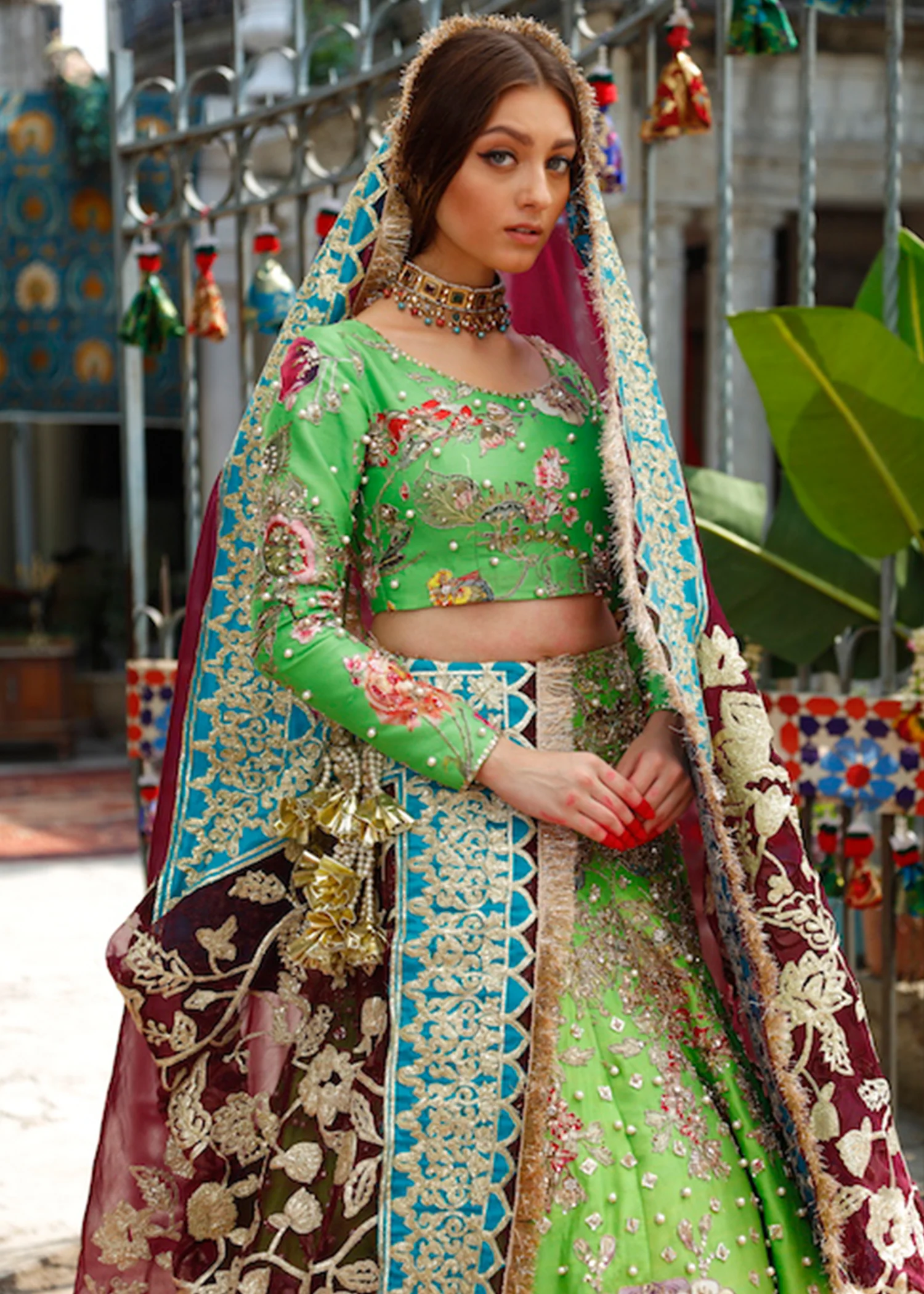 Opal Raw Silk Lehenga with Handloomed Net Dupatta - Image 3