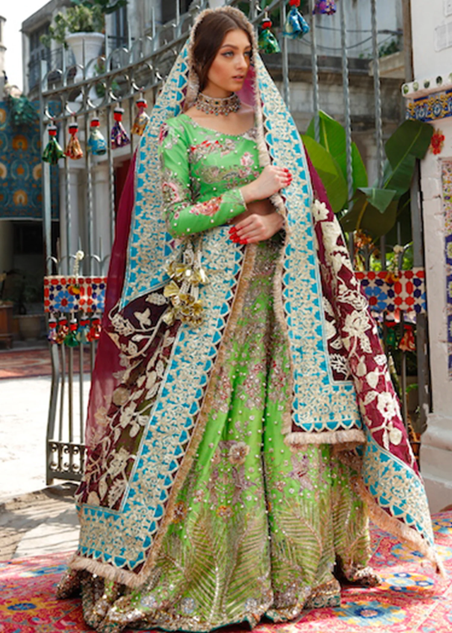 Opal Raw Silk Lehenga with Handloomed Net Dupatta