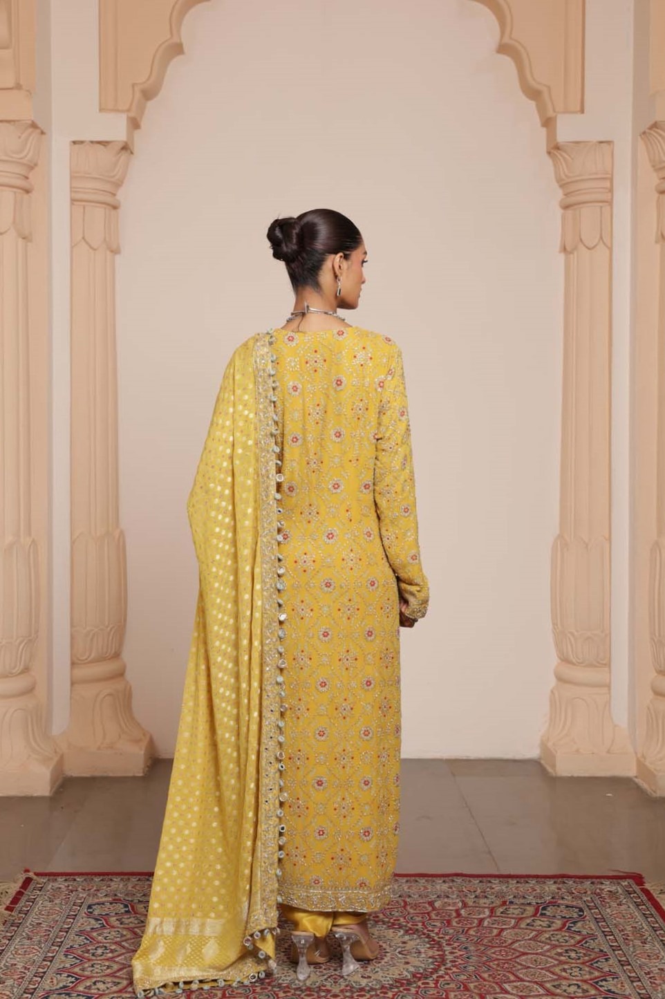 Golden Mustard & Rose Bandhani Ensemble - Image 4
